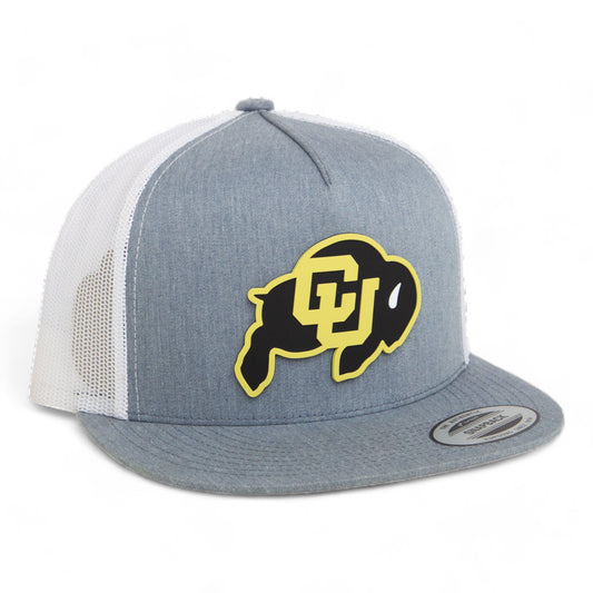 Colorado Buffaloes 3D YP Snapback Flat Bill Trucker Hat- Heather Grey/ White