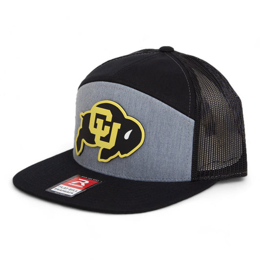 Colorado Buffaloes 3D Snapback Seven-Panel Flat Bill Trucker Hat- Heather Grey/ Black