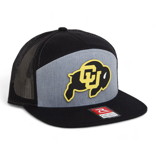 Colorado Buffaloes 3D Snapback Seven-Panel Flat Bill Trucker Hat- Heather Grey/ Black