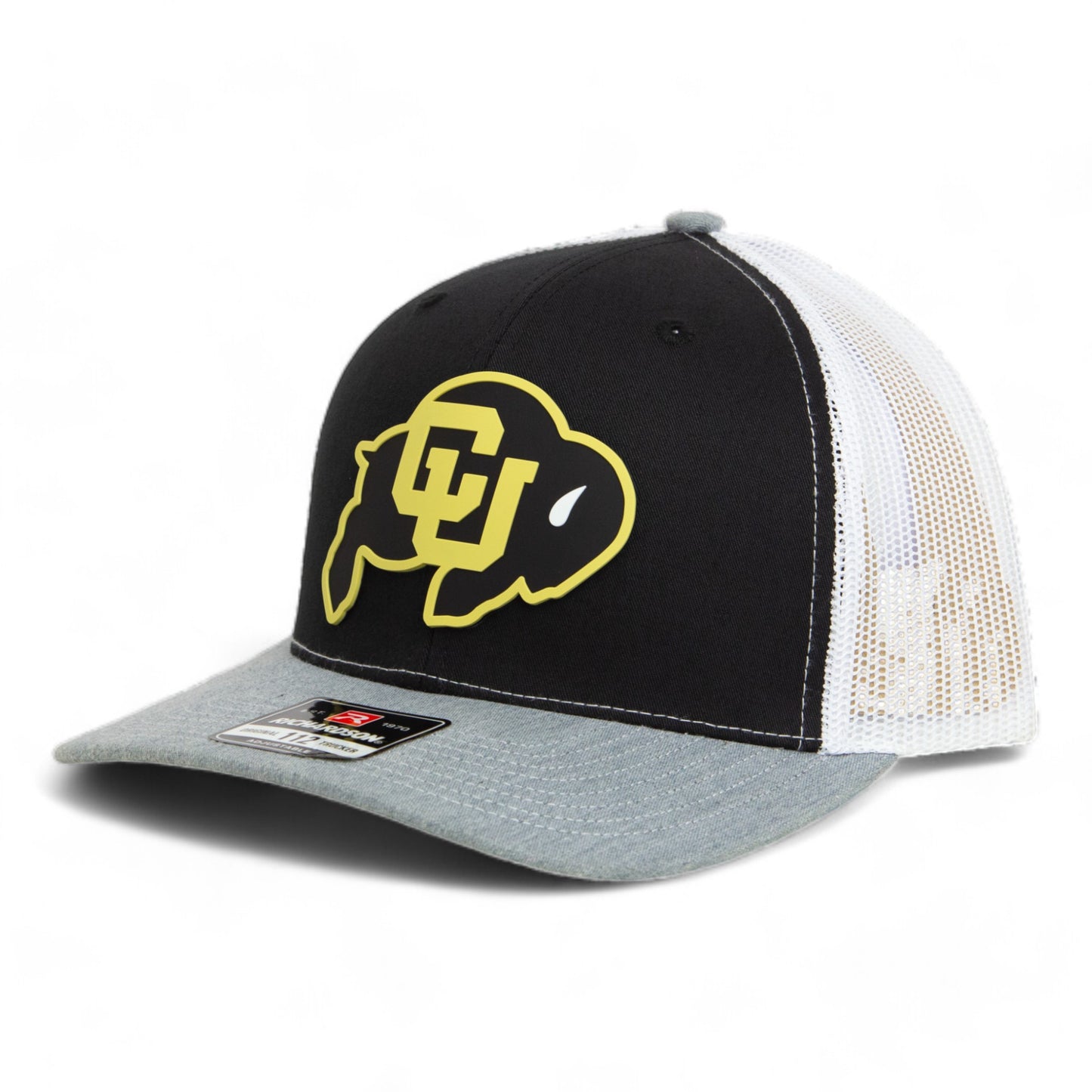 Colorado Buffaloes 3D Snapback Trucker Hat- Black/ White/ Heather Grey