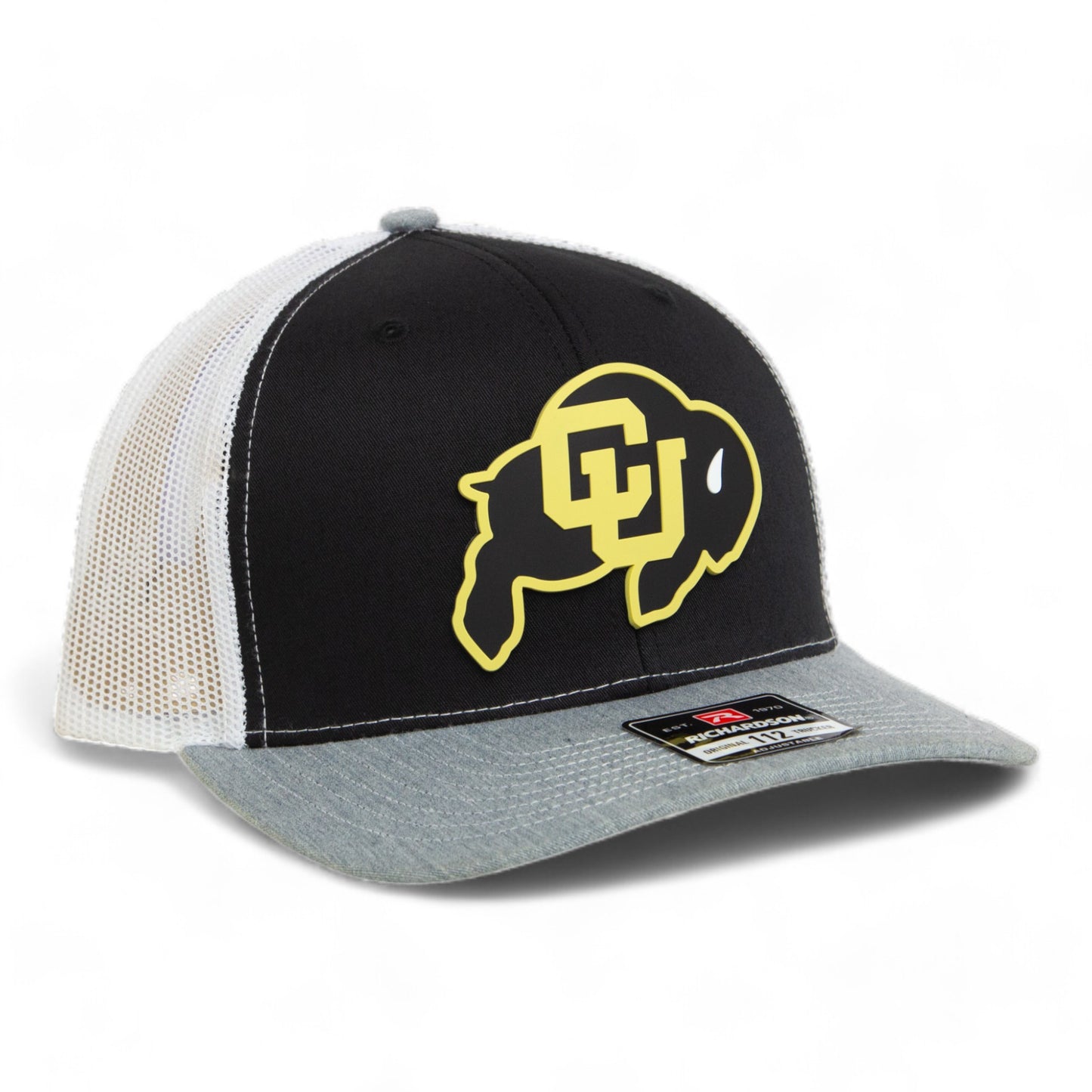 Colorado Buffaloes 3D Snapback Trucker Hat- Black/ White/ Heather Grey