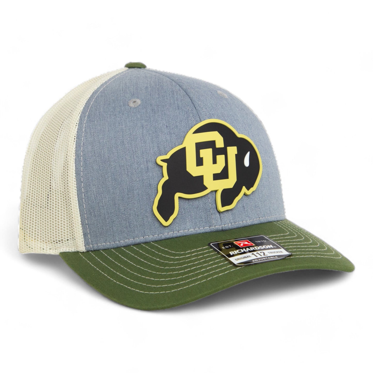 Colorado Buffaloes 3D Snapback Trucker Hat- Heather Grey/ Birch/ Olive