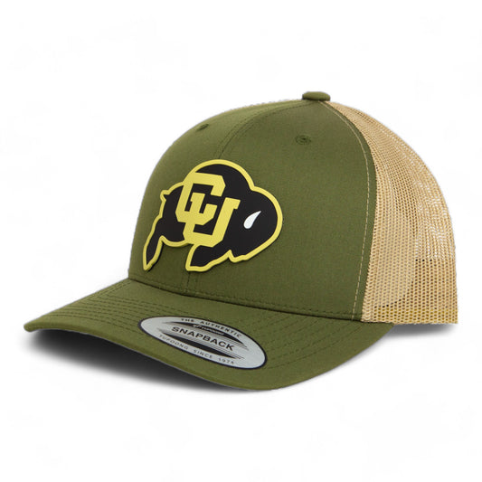 Colorado Buffaloes 3D YP Snapback Trucker Hat- Moss/ Tan