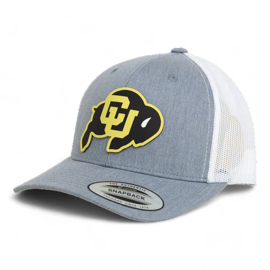 Colorado Buffaloes 3D YP Snapback Trucker Hat- Heather Grey/ White