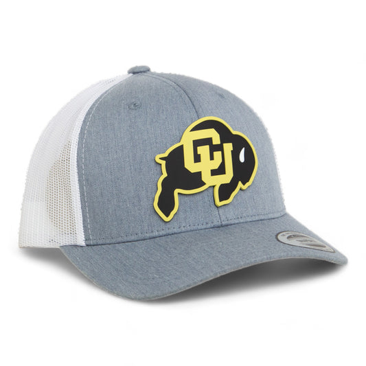 Colorado Buffaloes 3D YP Snapback Trucker Hat- Heather Grey/ White