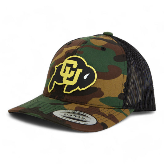 Colorado Buffaloes 3D YP Snapback Trucker Hat- Army Camo/ Black