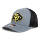 Colorado Buffaloes 3D Snapback Trucker Hat- Heather Grey/ Black