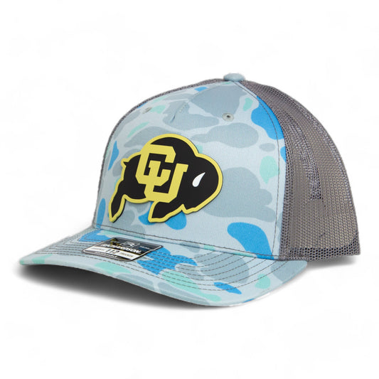 Colorado Buffaloes 3D Snapback Trucker Hat- Saltwater Duck Camo/ Charcoal