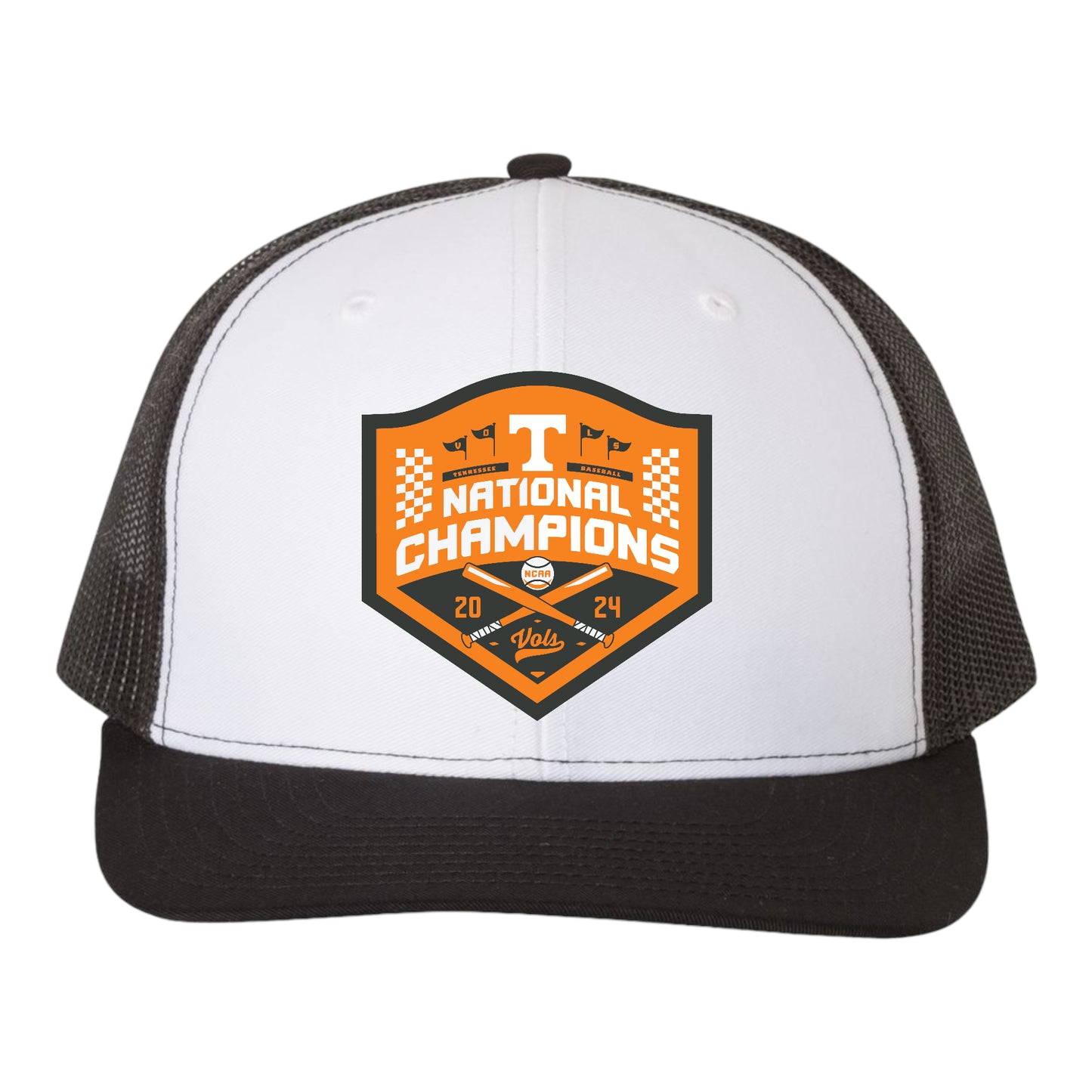 Tennessee Volunteers 2024 Men's College World Series Champions 3D Snapback Trucker Hat- White/ Black