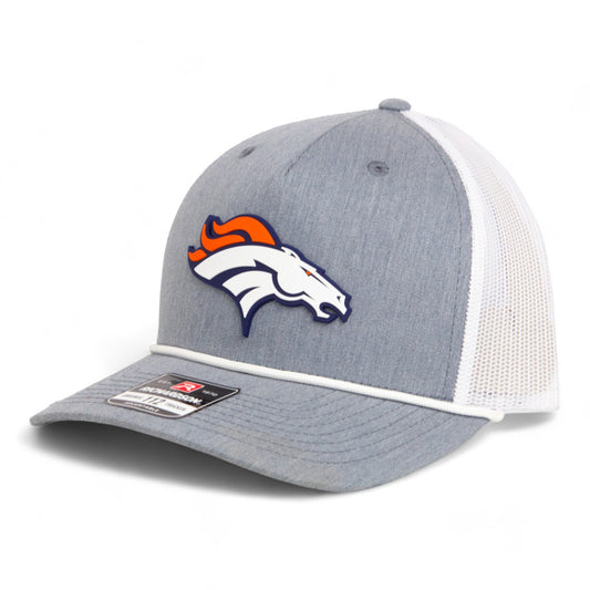 Denver Broncos 3D Snapback Trucker Rope Hat- Heather Grey/ White