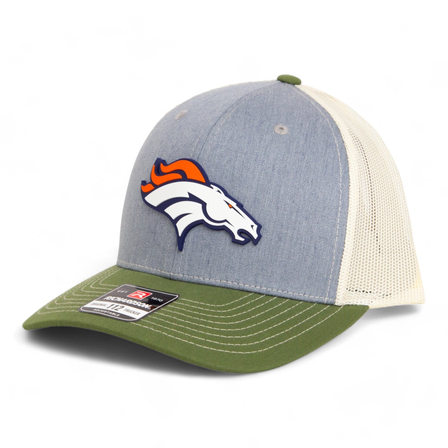 Denver Broncos 3D Snapback Trucker Hat- Heather Grey/ Birch/ Olive