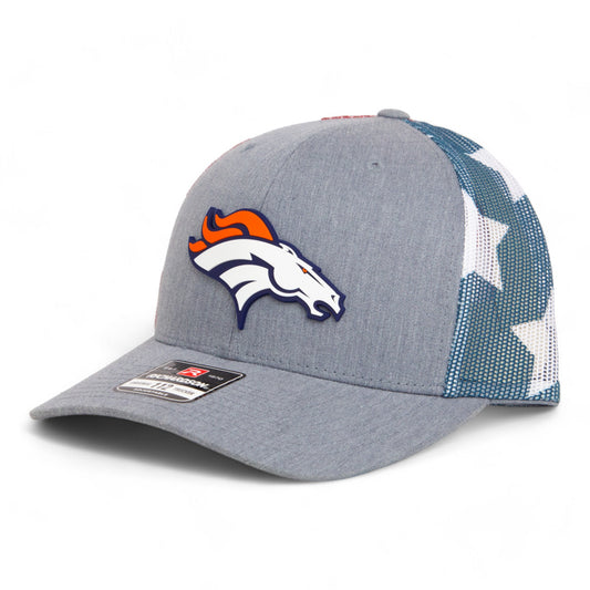 Denver Broncos 3D Snapback Trucker Hat- Heather Grey/ Stars & Stripes