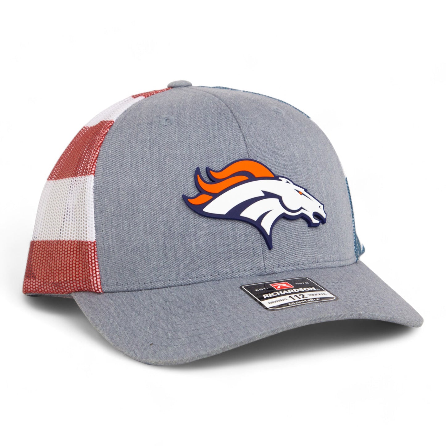 Denver Broncos 3D Snapback Trucker Hat- Heather Grey/ Stars & Stripes