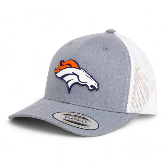 Denver Broncos 3D YP Snapback Trucker Hat- Heather Grey/ White