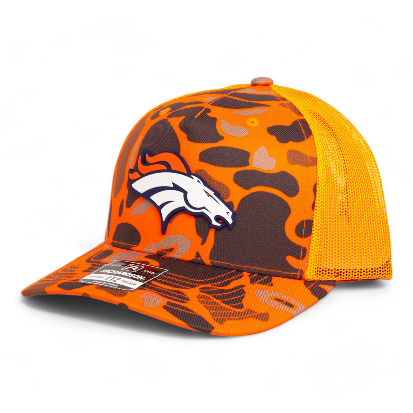 Denver Broncos 3D Snapback Trucker Hat- Blaze Duck Camo/ Blaze