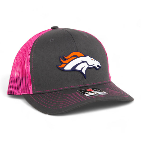 Denver Broncos 3D Snapback Trucker Hat- Charcoal/ Hot Pink