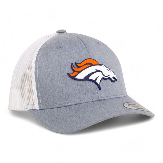 Denver Broncos 3D YP Snapback Trucker Hat- Heather Grey/ White