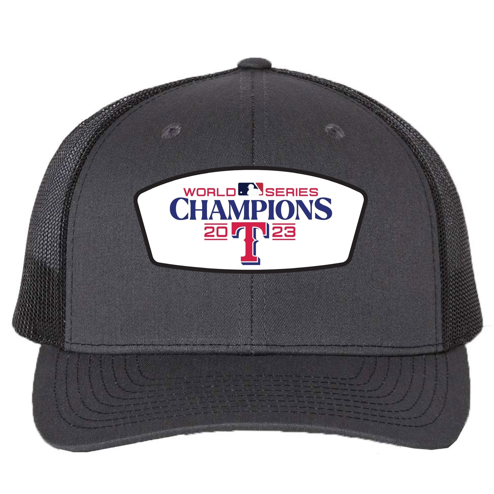 Texas Rangers 2023 World Series Champion 3D Snapback Trucker Hat- Charcoal/ Black - Ten Gallon Hat Co.