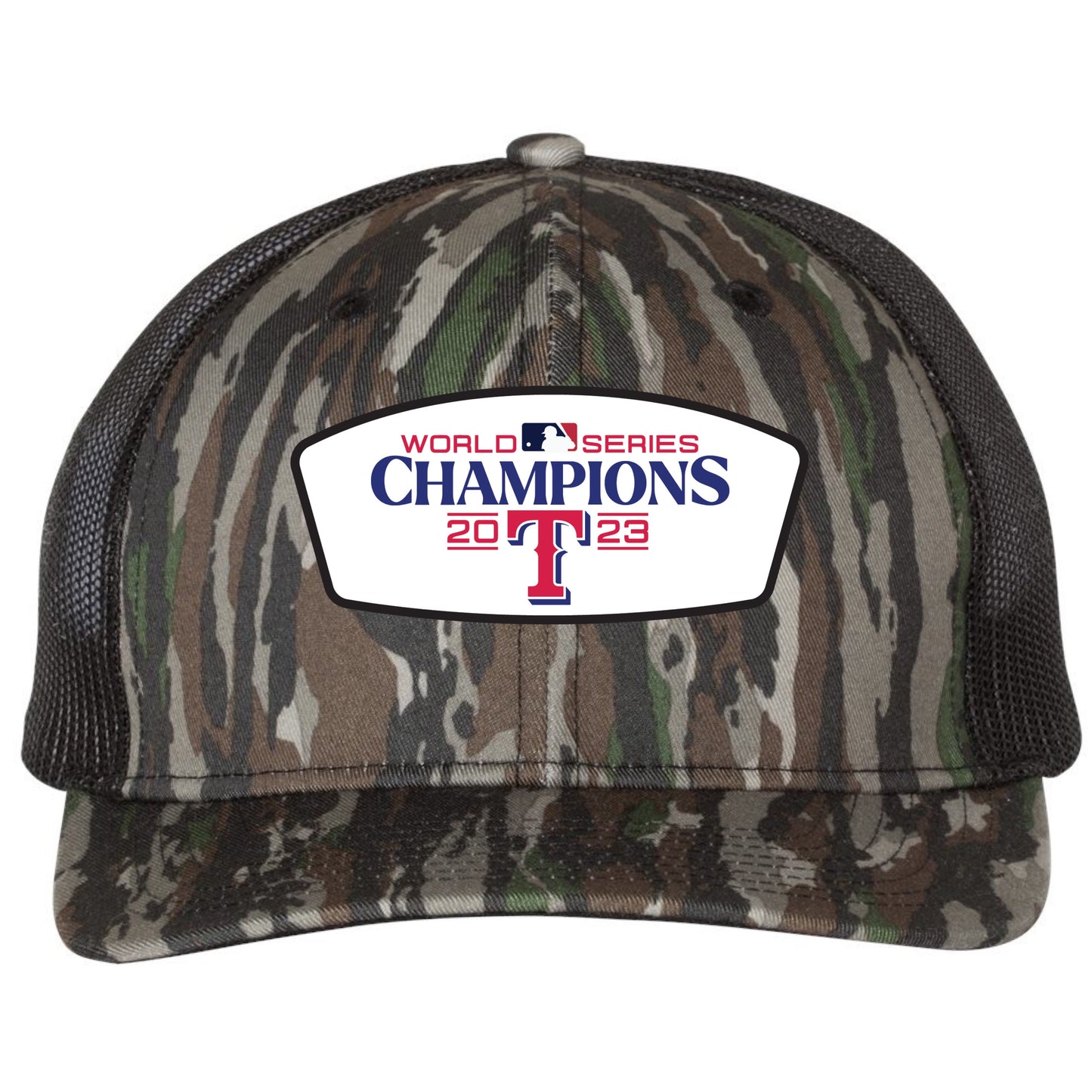 Texas Rangers 2023 World Series Champions Snapback Trucker Hat- Realtree Original/ Black - Ten Gallon Hat Co.
