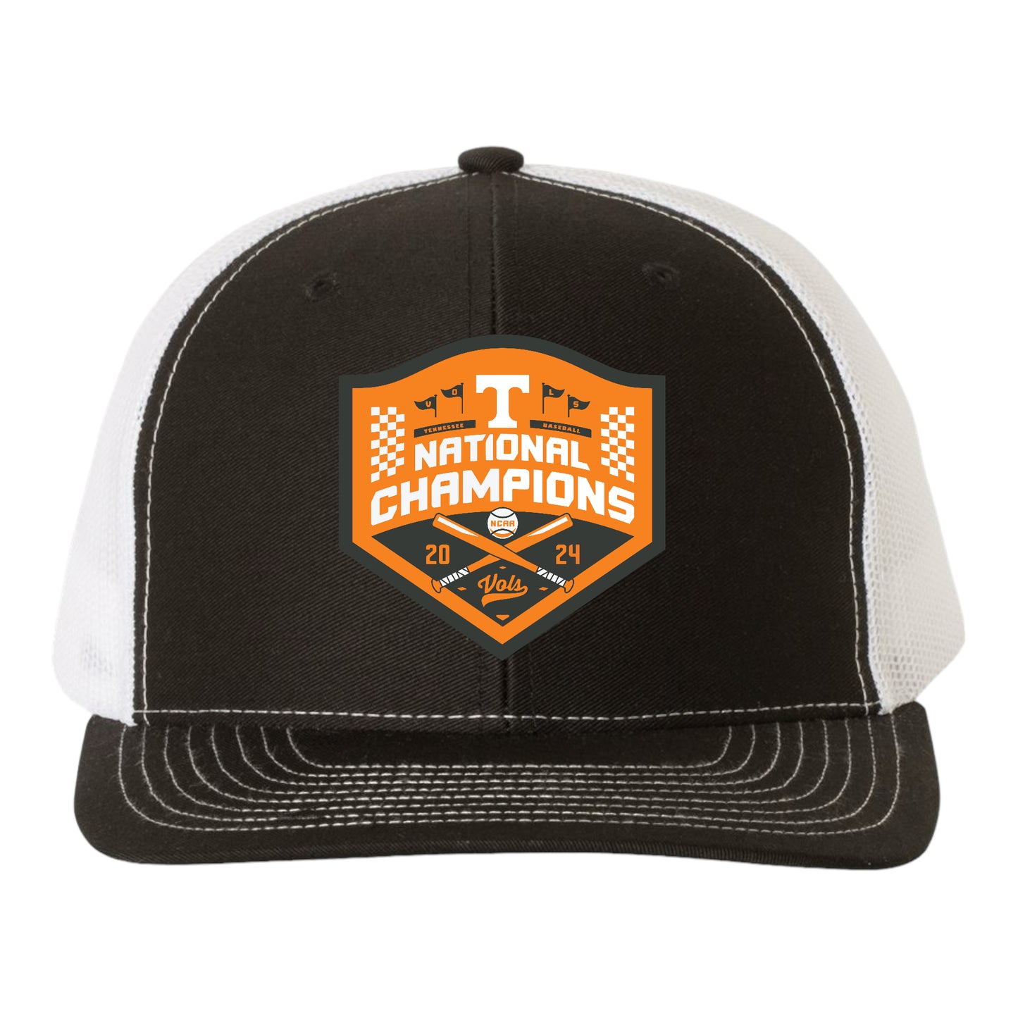 Tennessee Volunteers 2024 Men's College World Series Champions 3D Snapback Trucker Hat- Black/ White