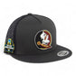 FSU Seminoles 2024 Men's College World Series 3D YP Snapback Flat Bill Trucker Hat- Charcoal/ Black