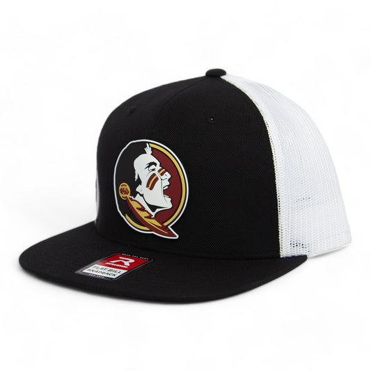 Florida State Seminoles 3D PVC Patch Wool Blend Flat Bill Hat- Black/ White