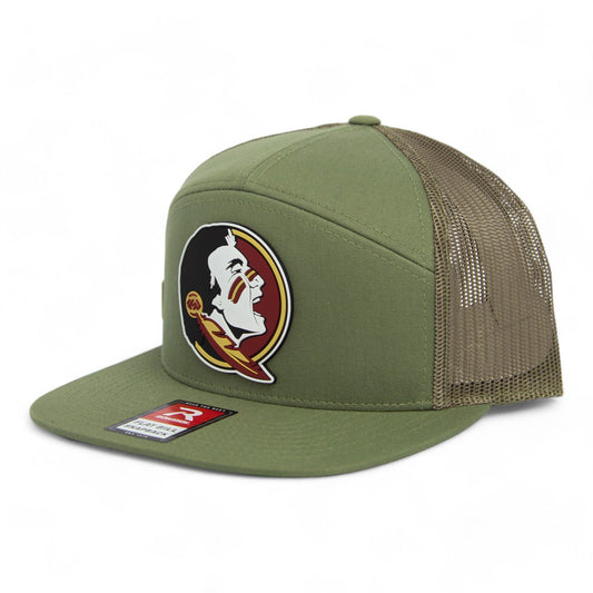 FSU Seminoles 2024 Men's College World Series 3D Snapback Seven-Panel Trucker Hat- Loden Green