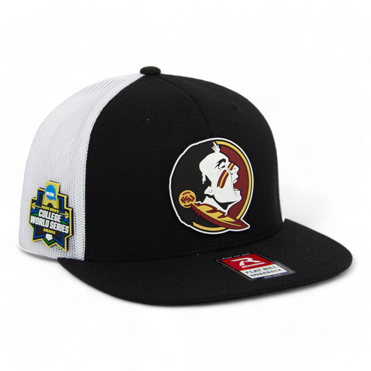 FSU Seminoles 2024 Men's College World Series 3D PVC Patch Wool Blend Flat Bill Hat- Black/ White