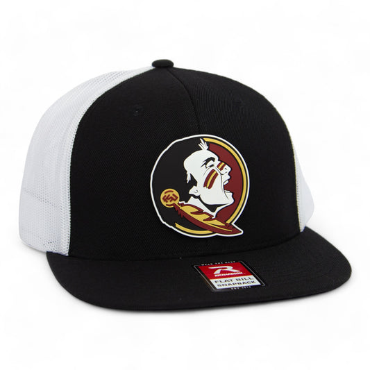 Florida State Seminoles 3D PVC Patch Wool Blend Flat Bill Hat- Black/ White