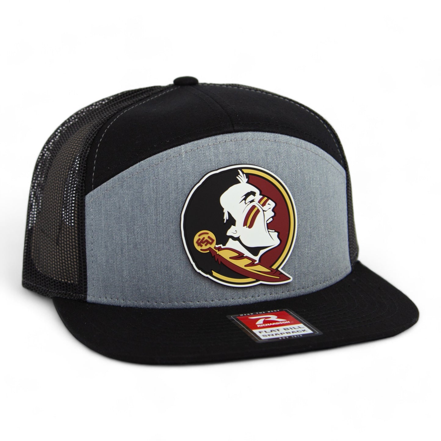 Florida State Seminoles 3D Snapback Seven-Panel Trucker Hat- Heather Grey/ Black