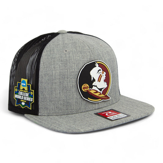 FSU Seminoles 2024 Men's College World Series 3D Wool Blend Flat Bill Hat- Heather Grey/ Black