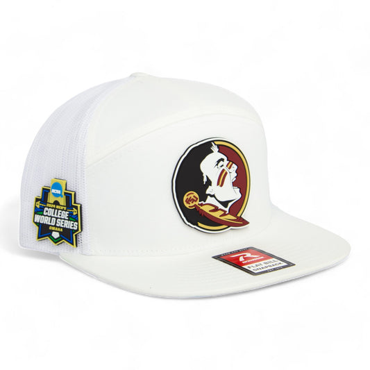 FSU Seminoles 2024 Men's College World Series 3D Snapback Seven-Panel Trucker Hat- White