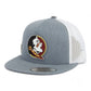 FSU Seminoles 2024 Men's College World Series 3D YP Snapback Flat Bill Trucker Hat- Heather Grey/ White