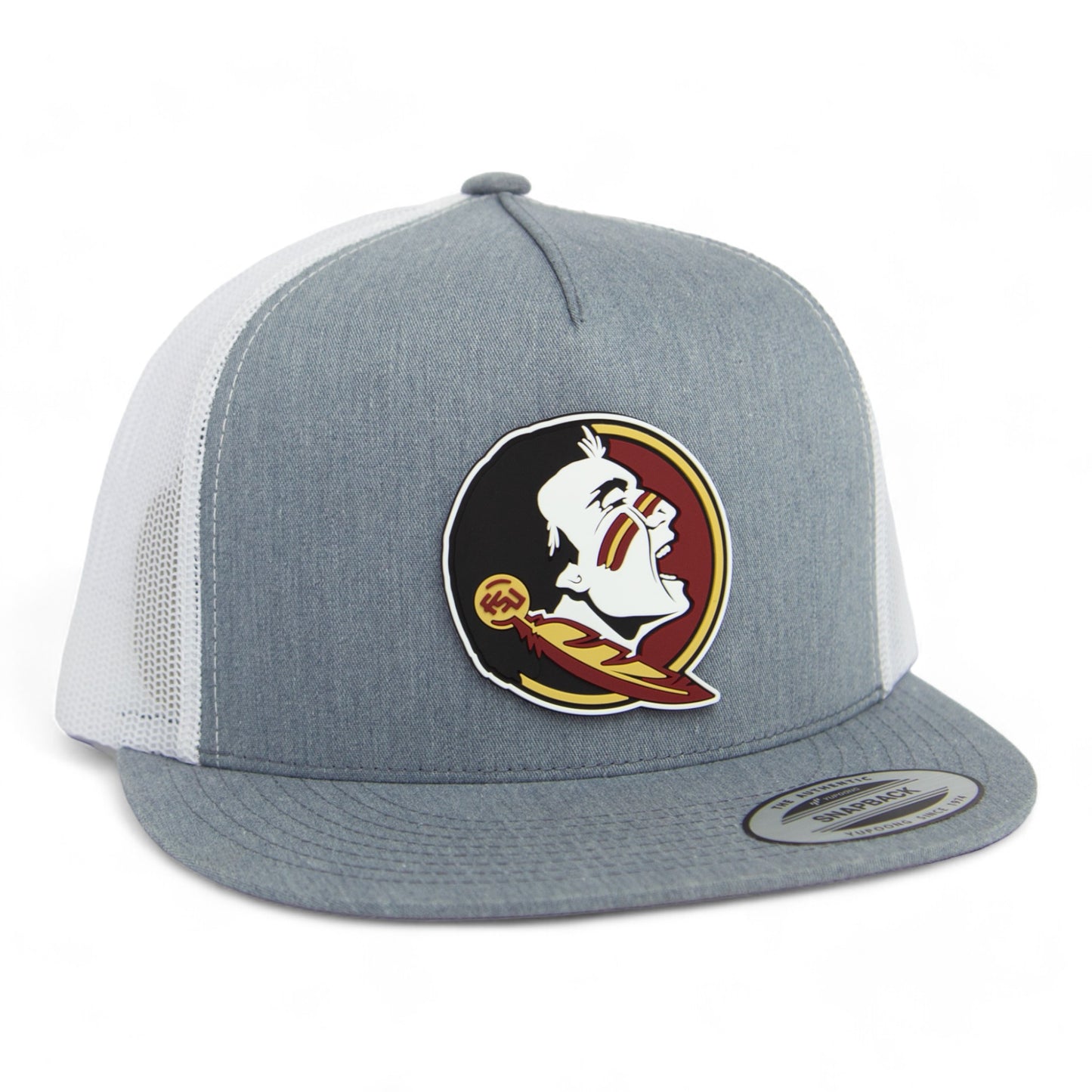 Florida State Seminoles 3D YP Snapback Flat Bill Trucker Hat- Heather Grey/ White