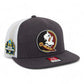 FSU Seminoles 2024 Men's College World Series 3D PVC Patch Wool Blend Flat Bill Hat- Heather Charcoal/ White