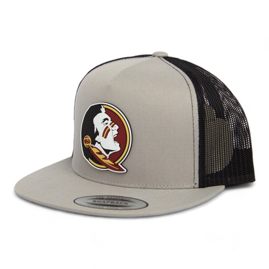 FSU Seminoles 2024 Men's College World Series 3D YP Snapback Flat Bill Trucker Hat- Silver/ Black
