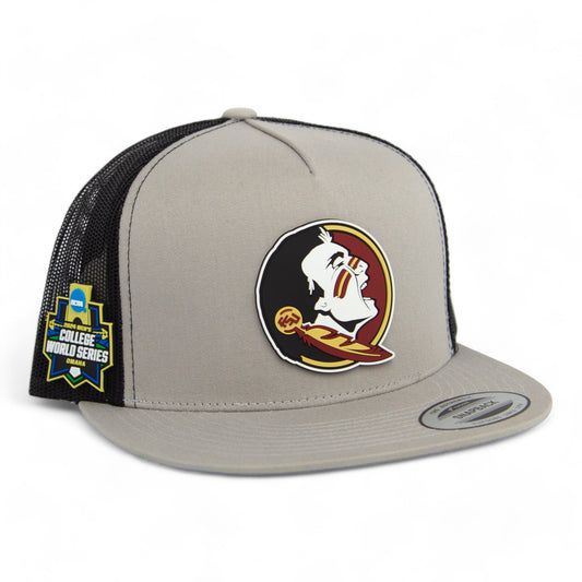 FSU Seminoles 2024 Men's College World Series 3D YP Snapback Flat Bill Trucker Hat- Silver/ Black