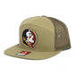 Florida State Seminoles 3D Snapback Seven-Panel Trucker Hat- Pale Khaki/ Loden Green