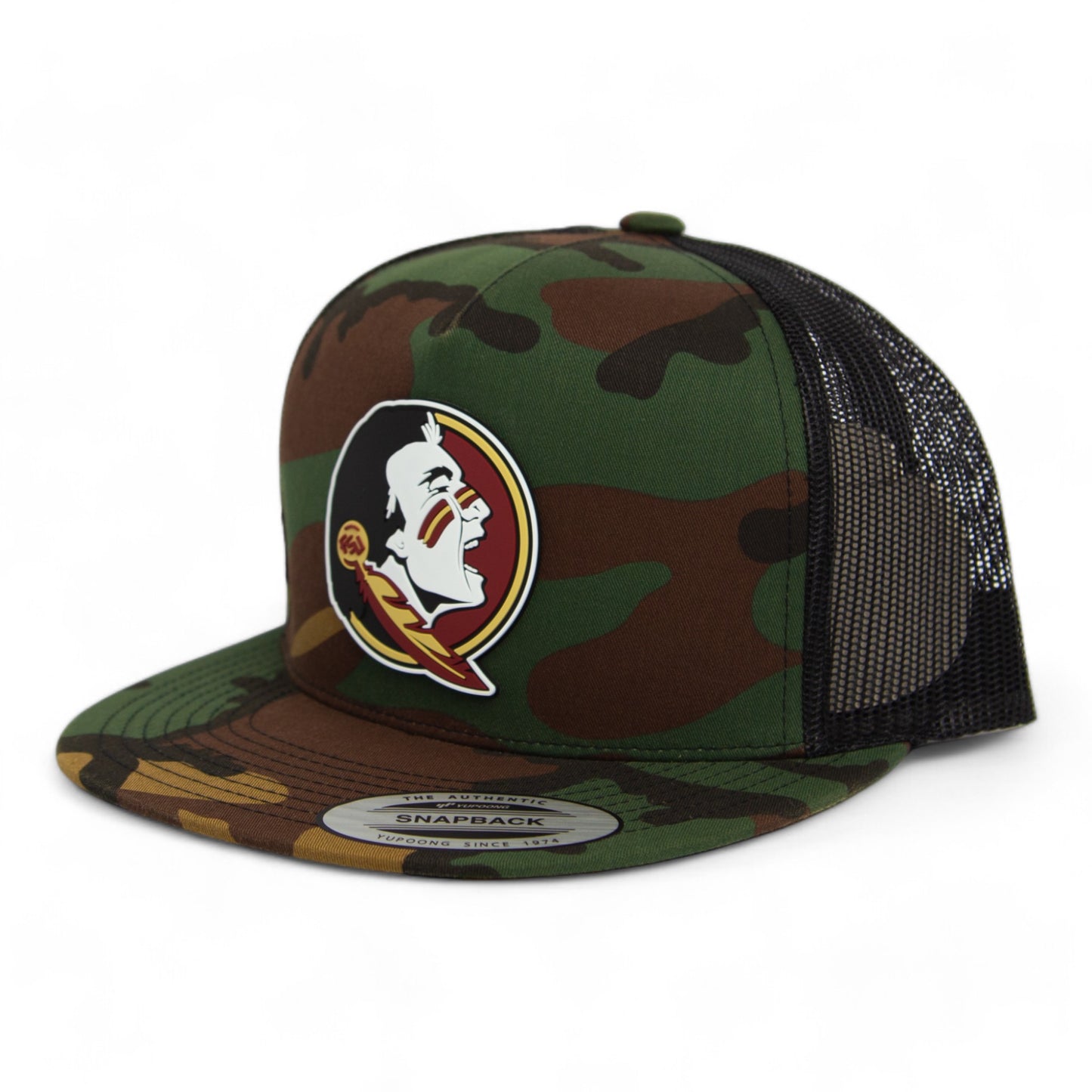 Florida State Seminoles 3D YP Snapback Flat Bill Trucker Hat- Army Camo/ Black