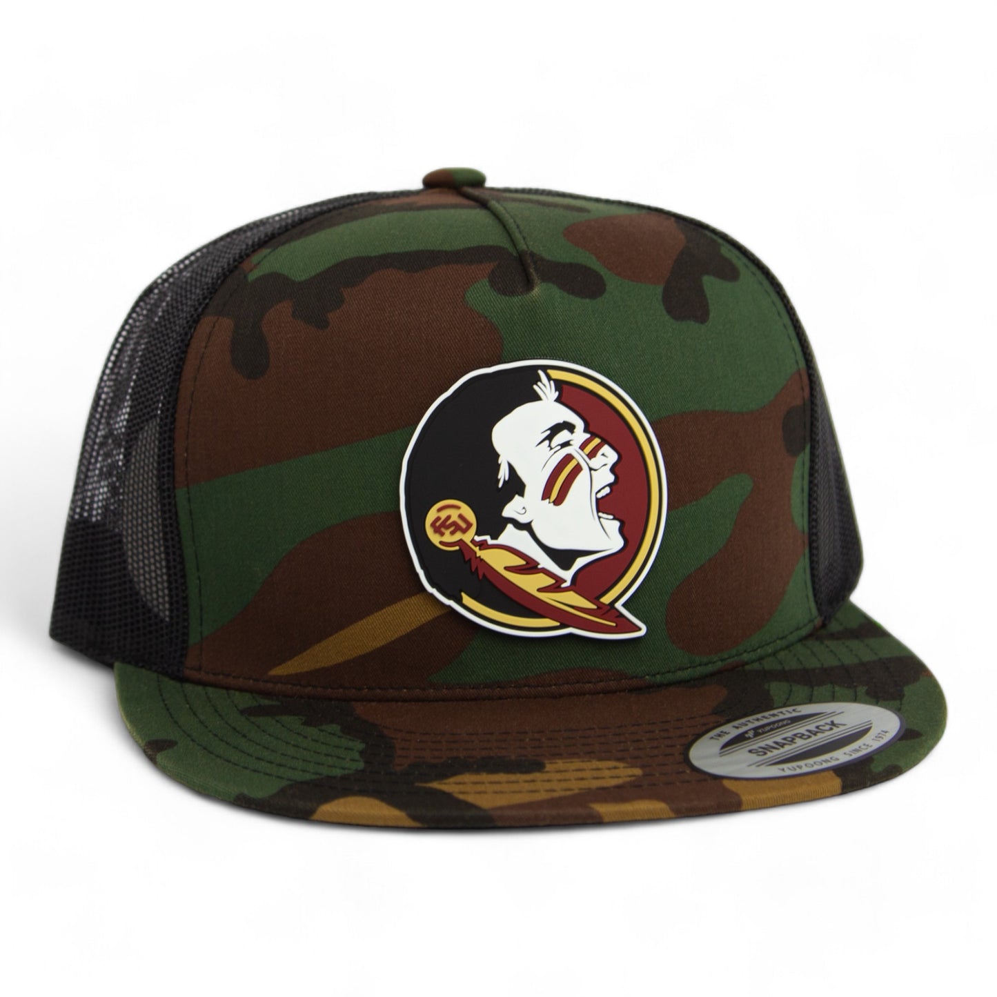 Florida State Seminoles 3D YP Snapback Flat Bill Trucker Hat- Army Camo/ Black