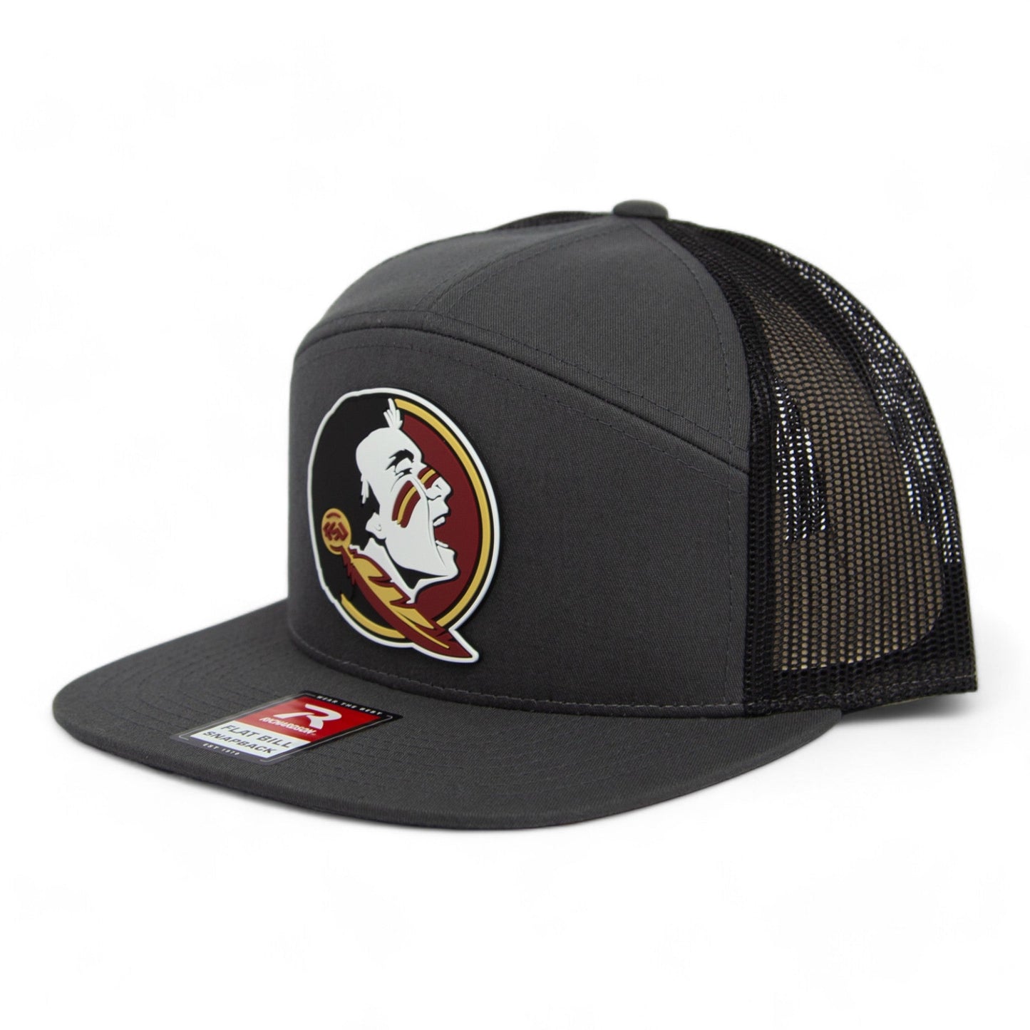 FSU Seminoles 2024 Men's College World Series 3D Snapback Seven-Panel Trucker Hat- Charcoal/ Black