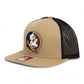 FSU Seminoles 2024 Men's College World Series 3D PVC Patch Wool Blend Flat Bill Hat- Khaki/ Black