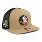 FSU Seminoles 2024 Men's College World Series 3D PVC Patch Wool Blend Flat Bill Hat- Khaki/ Black