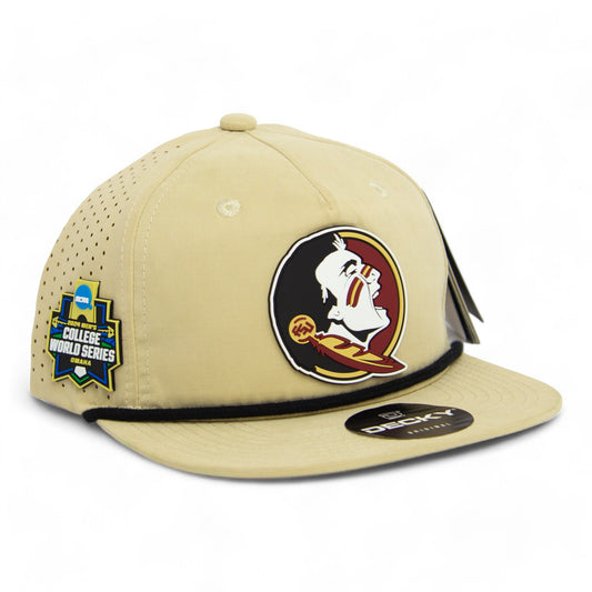 FSU Seminoles 2024 Men's College World Series 3D Perforated Rope Hat- Birch/ Black