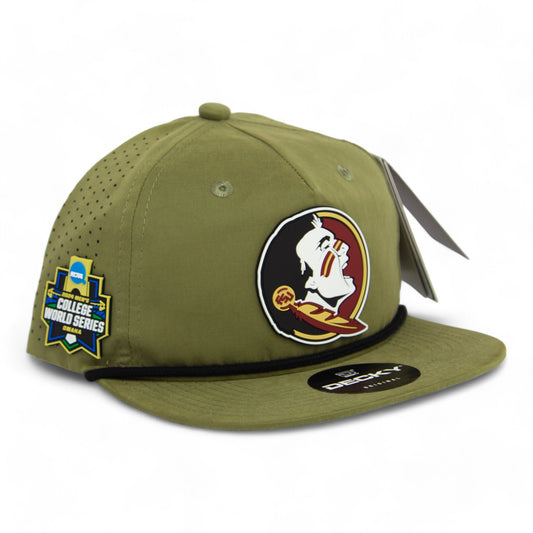 FSU Seminoles 2024 Men's College World Series 3D Perforated Rope Hat- Loden/ Black