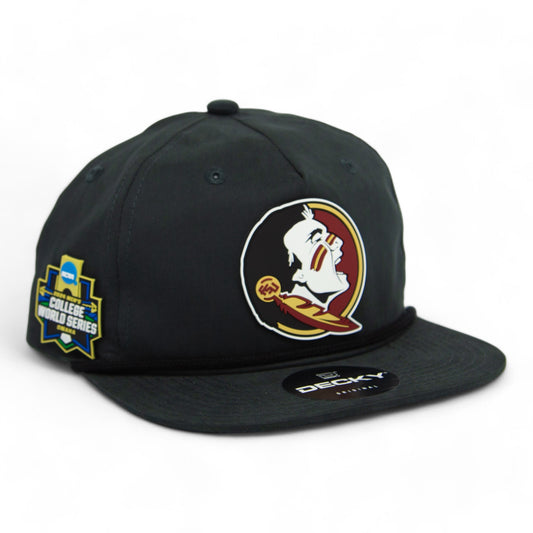 FSU Seminoles 2024 Men's College World Series 3D Classic Rope Hat- Charcoal/ Black