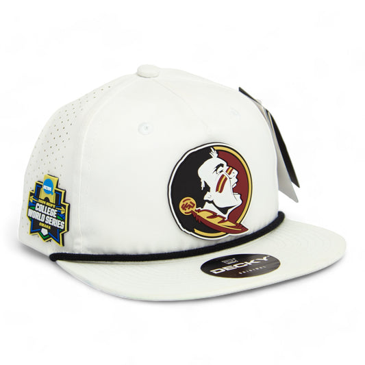 FSU Seminoles 2024 Men's College World Series 3D Perforated Rope Hat- White/ Black