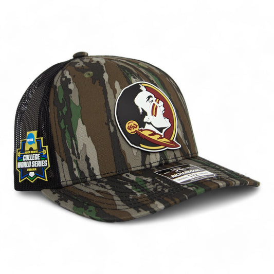 FSU Seminoles 2024 Men's College World Series 3D Patterned Snapback Trucker Hat- Realtree Original/ Black