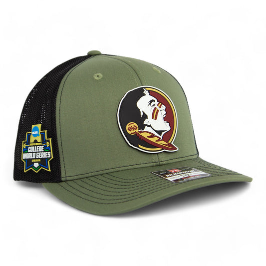 FSU Seminoles 2024 Men's College World Series 3D Snapback Trucker Hat- Loden/ Black