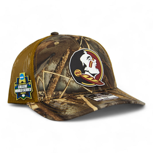 FSU Seminoles 2024 Men's College World Series 3D Patterned Snapback Trucker Hat-Realtree Max-7/ Buck